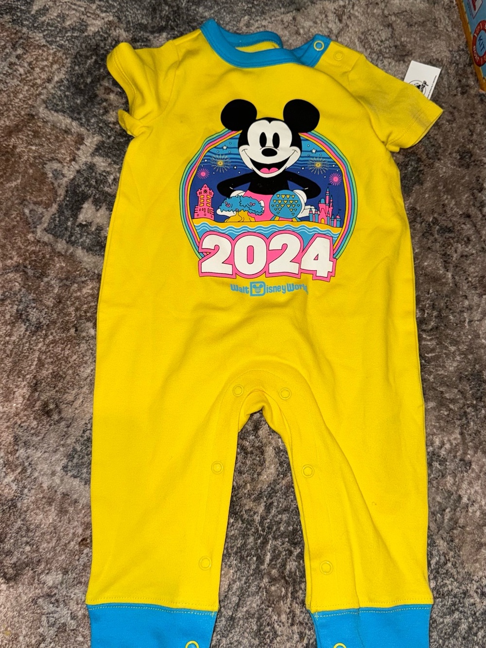 Disney Yellow Mickey 2024 Short-Sleeve with Blue Trim